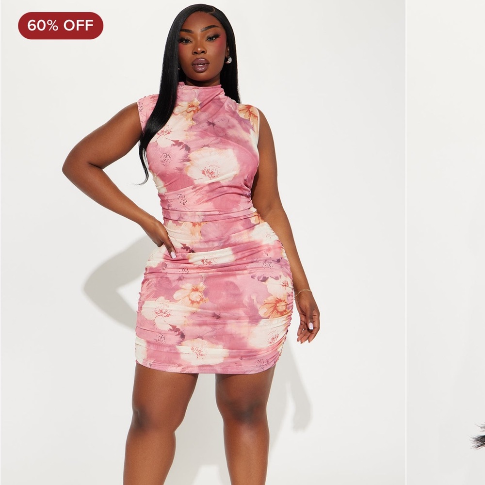 Fashion nova plus size Floral Pink Sleeveless Dress